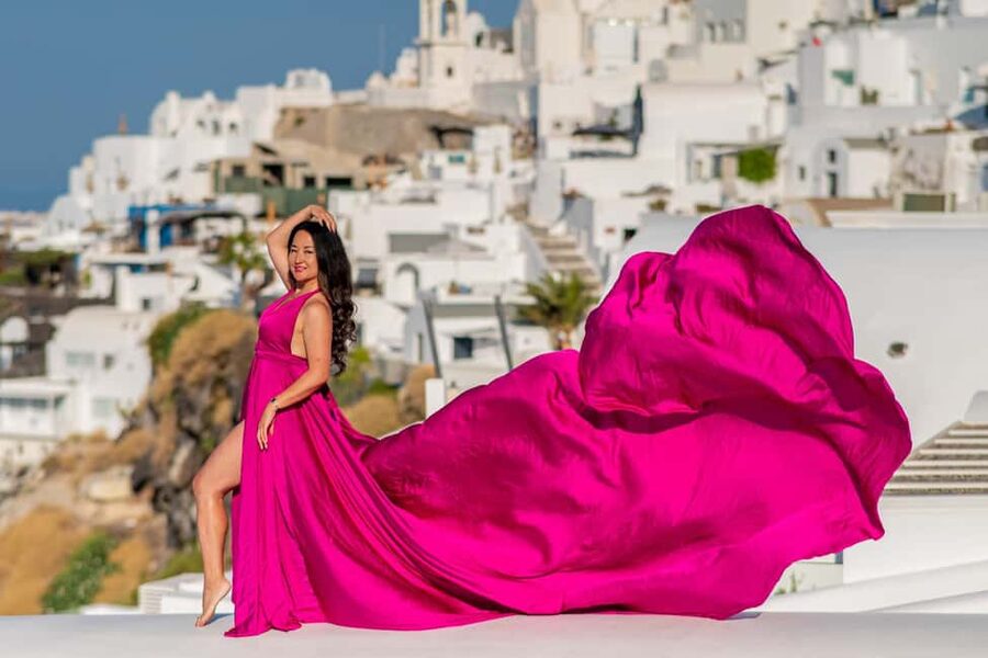 Santorini: Flying Dress Photoshoot & Slow-Motion Video - Dresses, Fit, and That Private Changing Area