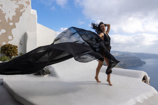 Santorini Flying Dress Photoshoot with a Pro Photographer - Timing It With Your Santorini Day