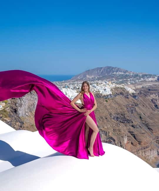 Santorini: Flying Dress Photoshoot with Edited Photos - Your 45 Minutes: From Meetup to Final Pose