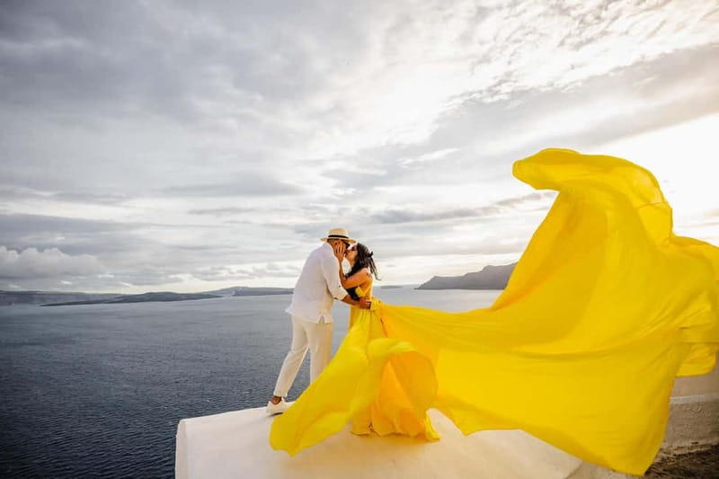 Santorini:Flying Dress shoot with Professional photographer - Language, private group energy, and who you are booking for