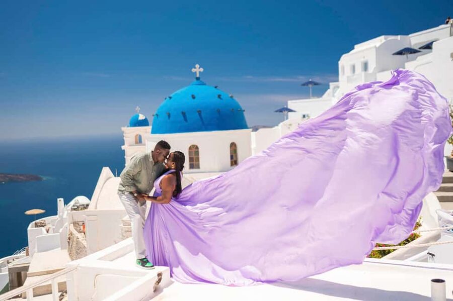 Santorini: Flying Dress with Photos & Video Reel - The main action: Imerovigli viewpoint photo stop and 1 hour walk