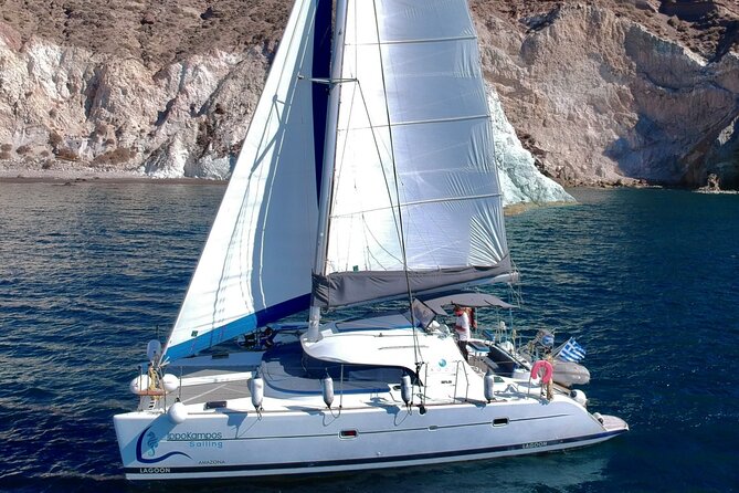 Santorini: Full-Day Catamaran Cruise, with Food|Drinks - From Thera Pickup to Vlychada Port, How the Day Flows