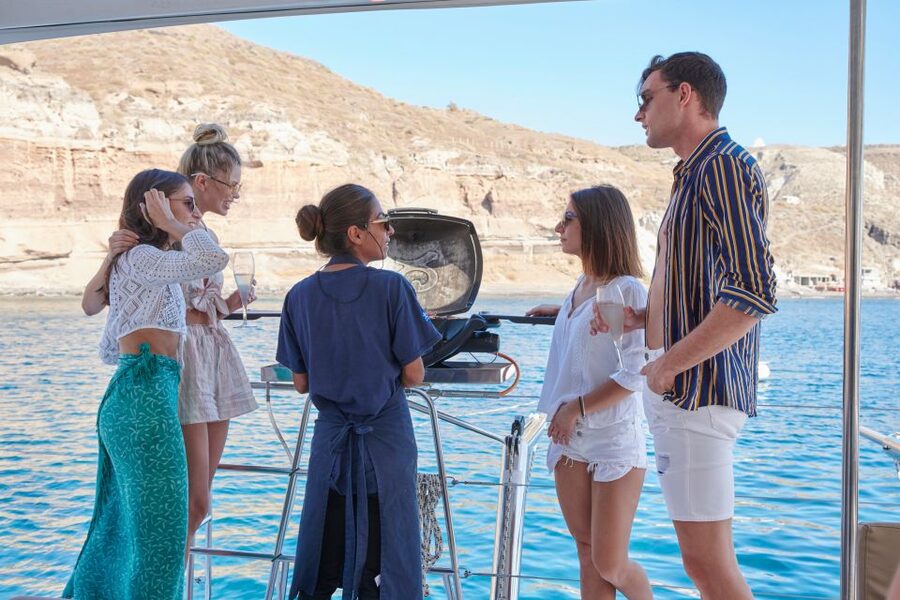 Santorini Gold Catamaran Cruise with Snorkel, BBQ & Open Bar - Mesa Pigadia Beach Stop and the BBQ Lunch You’ll Actually Enjoy