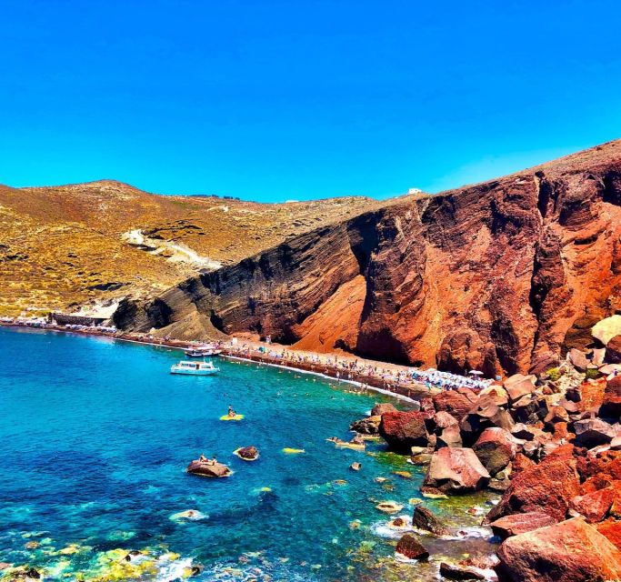 Santorini: Guided Island Day Trip with Beach Visit - Red Beach sightseeing and the 40-minute reality check