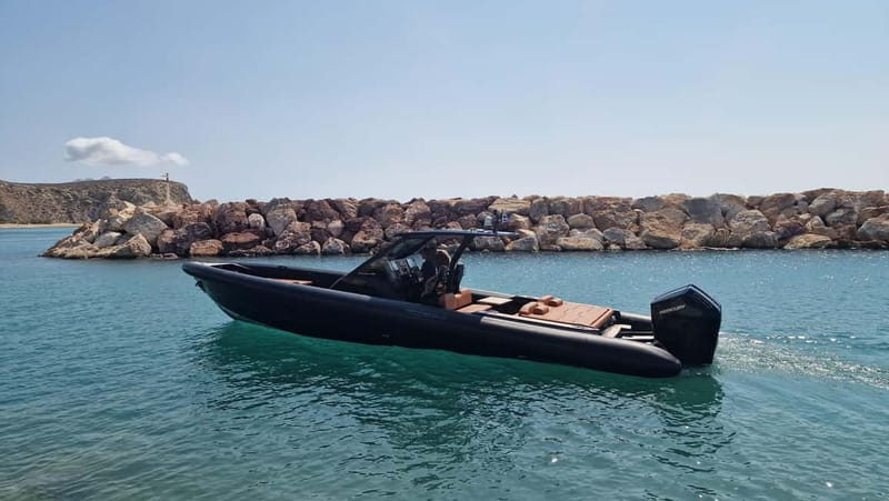Santorini: High-Speed Cruise on a Sleek, Modern Yacht - Red and White Beach stops, plus the Black Mountain swim window