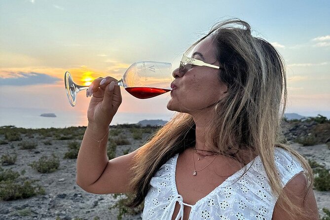 Santorini Honey Moon Romantic Private Sunset Wine Tour - Stop 2 at Venetsanos Winery or Santo Wines: caldera sunset, plus wine and a platter