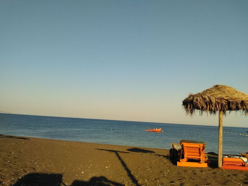 Santorini: Lost Atlantis, Beaches & Wine Tasting Tour - Black Beach, a calmer break with volcanic sand