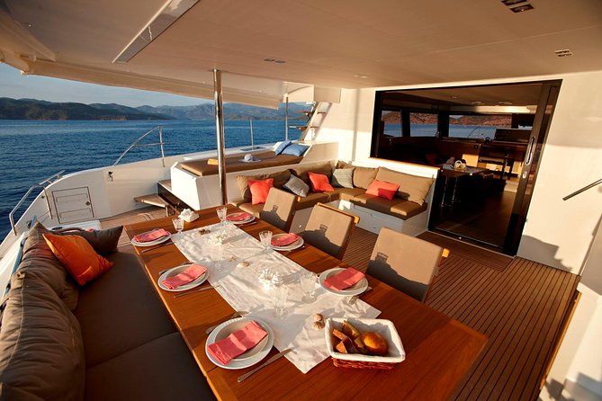 Santorini Luxury Catamaran Day Cruise with BBQ,drinks,transfer - White Beach + Snorkel + BBQ: Your Longest Stop