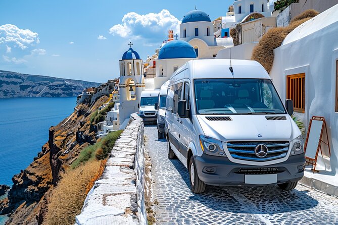 Santorini: Main Port Shared Shuttle - Bus to Hotels or Airport - What to expect at pickup: vouchers, mobile tickets, and staff support