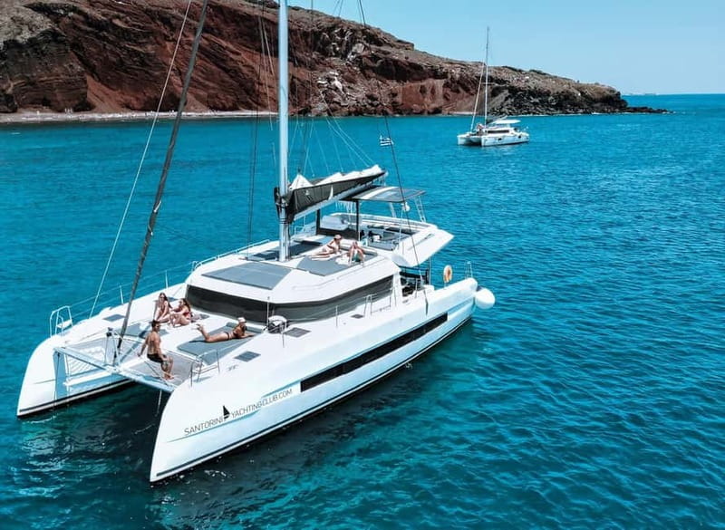 Santorini: Majestic Catamaran Cruise with Meal and Drinks - Key highlights at a glance