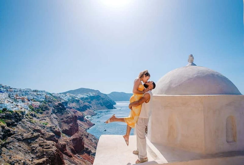 Santorini: Oia Private Couple Photoshoot with 35 Photos - Meeting at the Virgin Mary of the Akathist Hymn Church, then stepping into the photo day