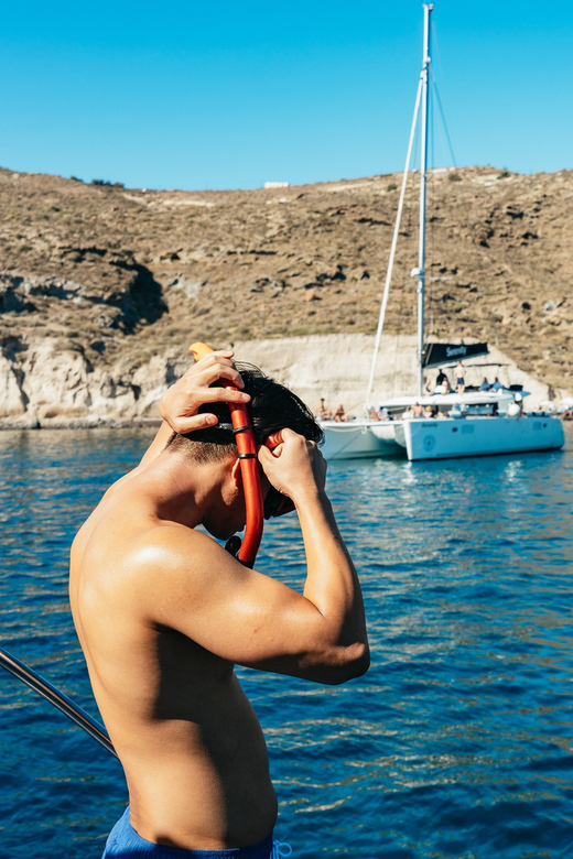 Santorini: Private Catamaran Tour with BBQ Meal and Drinks - Santorini caldera, but on your own timetable from Vlychada