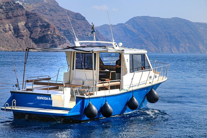 Santorini Private Cruise Sightseeing Tour with BBQ and Drinks - The Santorini Volcano stop: classic views, big photo energy