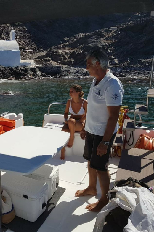 Santorini: Private Motorboat Cruise and Volcano Hike - Palea Kameni snorkeling and the hot springs swim that smells like science