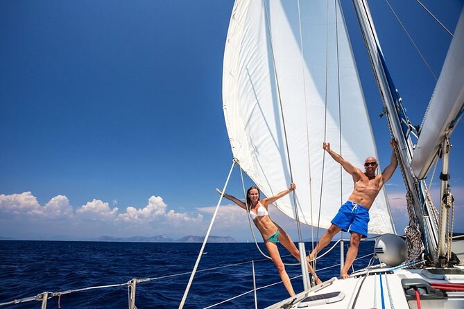 Santorini: Private Sailing Yacht Cruise with Meal and Drinks - Thirassia lunch at a private traditional tavern, plus swim time