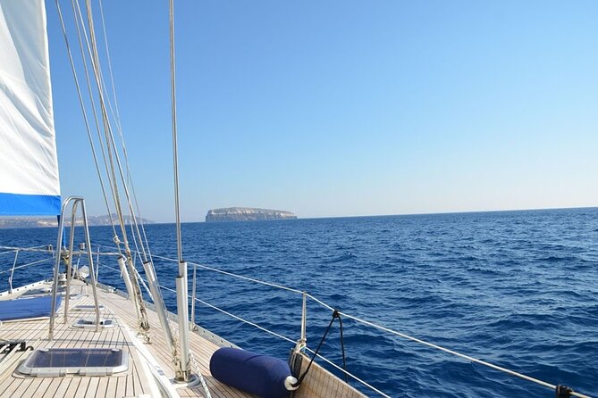 Santorini: Private Sailing Yacht Cruise with Meal and Drinks - Mesa Pigadia: that quiet black-sand swim pocket