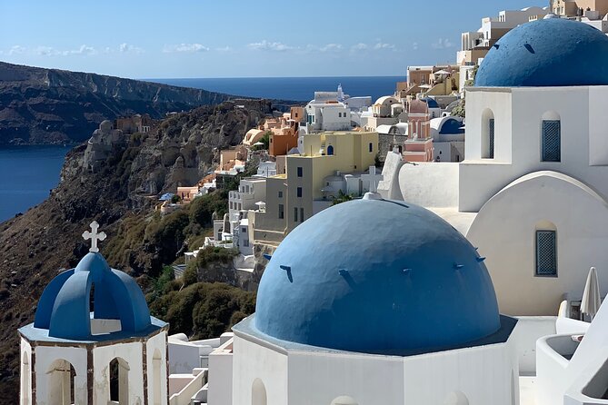Santorini Private sightseeing land tours - Prophet Elias Monastery at 565 meters: the wide-angle moment