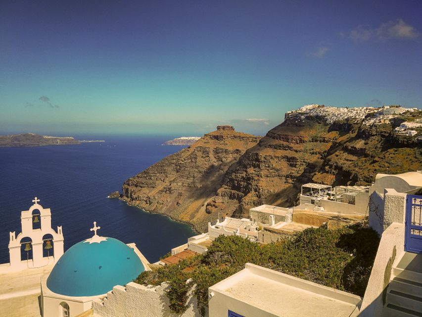 Santorini: Private Sunset Tour with Picnic & Transfer - Firostefani viewpoints: blue domes and volcano framing