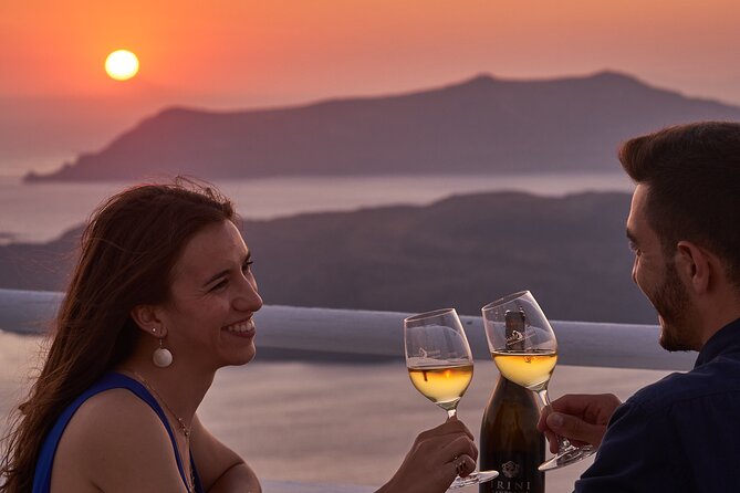 Santorini Private Tour with Sunset Wine Tasting at Santo Wines - Santo Wines for sunset: four local pours, snacks, and a first-row table