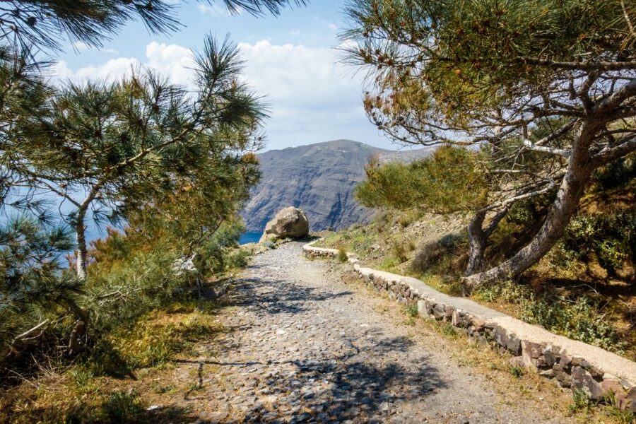 Santorini: Private Vistas Morning Hike inc. tastings - Ending in Fira, with art workshops and a Greece-wide deli stop