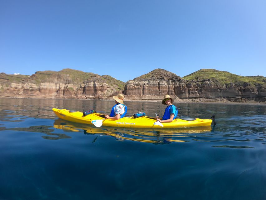 Santorini: Sea Caves Kayak Trip with Snorkeling and Picnic - Key moments you will remember