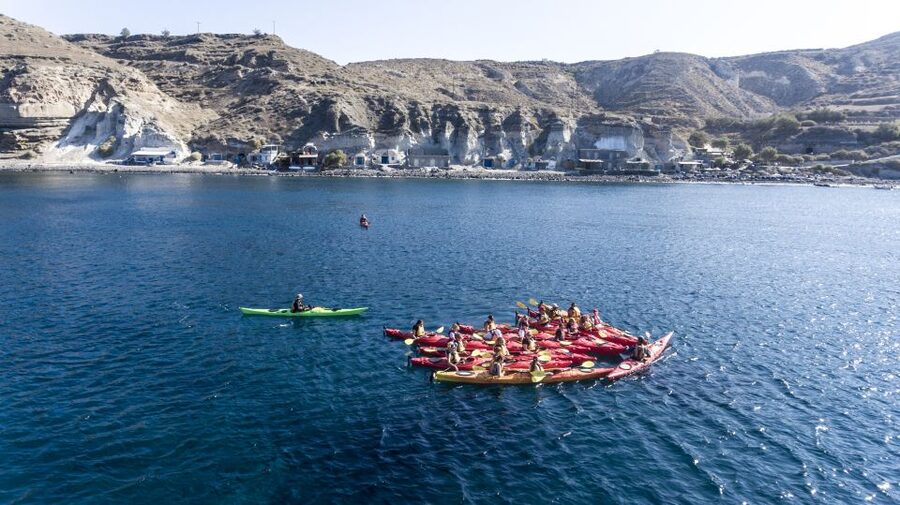 Santorini: Sea Kayaking with Light Lunch - Black Mountain, Akrotiri Lighthouse, and a real sea cave moment
