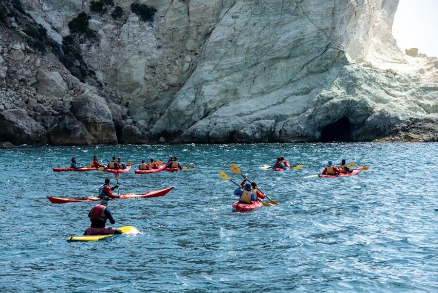 Santorini: Sea Kayaking with Light Lunch - The food plan: snack at Kampia, then a traditional taverna lunch