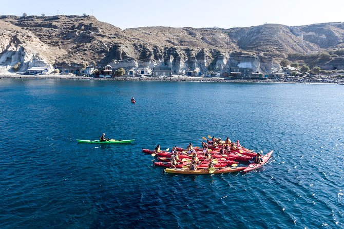 Santorini: Sunset Sea Kayak with Light Dinner with Pick-up Option - The Beach Snack, Then Dinner at a Local Tavern