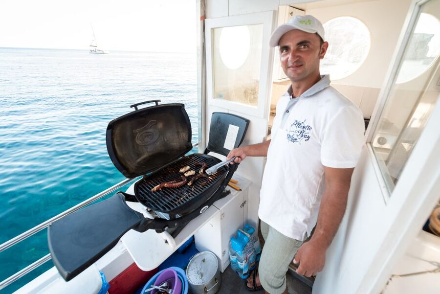 Santorini: Traditional Fishing Trip and Fresh Fish Lunch - Shrimp, octopus, and the real work behind a good lunch