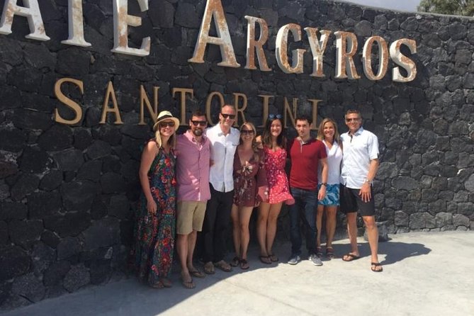 Santorini Wine Adventure with 12 Wine Tastings, Tapas and Sunset - Stop 1 at a Santorini estate: what the tasting actually covers