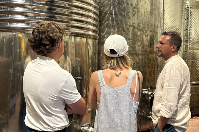 Santorini Wine Tour: 2 Wineries with Tastings & Local Snacks - Venetsanos Winery by the Port: 1947 Industrial Roots and Caldera Views