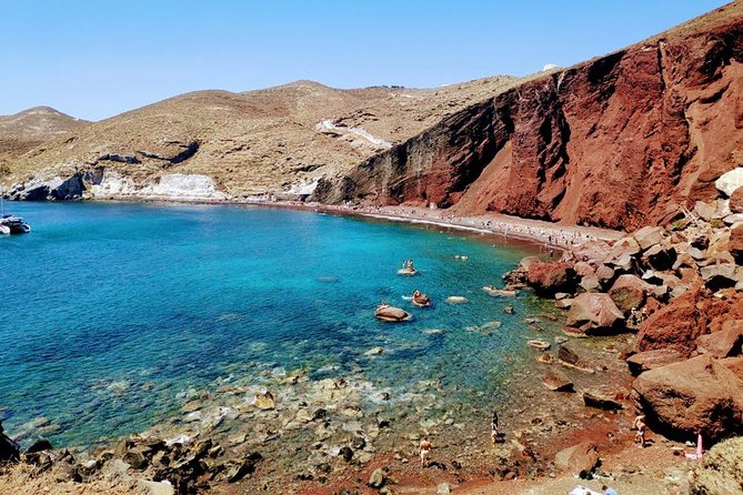 Secrets of Santorini - Private Full Day Tour with Dinner - Stop 5: Red Beach dinner by the water, with Santorini classics