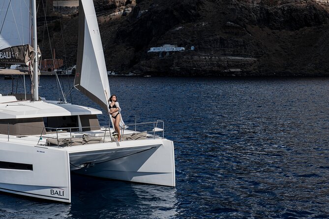 Shared Catamaran Half Day Cruise in Santorini - Mesa Pigadia Beach: where you go when you want less crowd