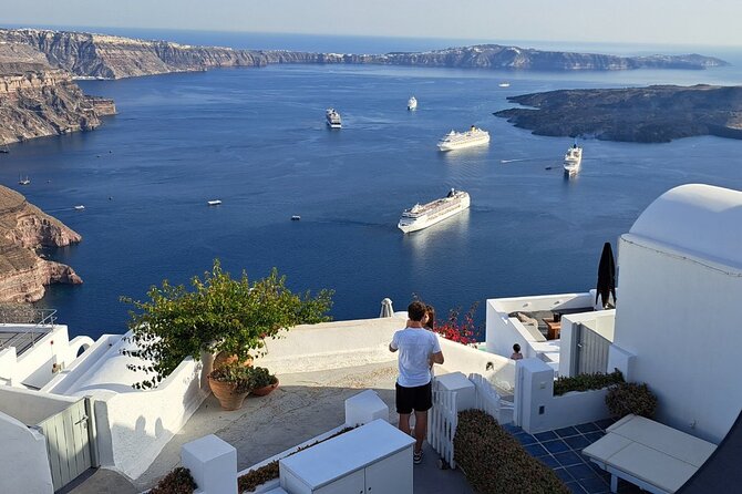 Sightseeing Private Full Day Tour in Santorini - Fira and Firostefani viewpoints: Three Bells and the postcard church angle