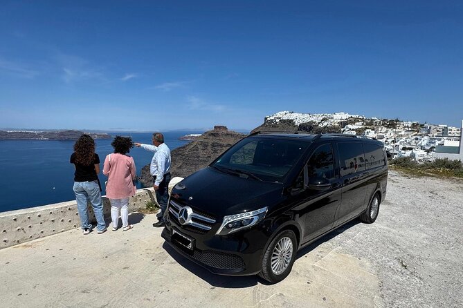 Sightseeing Private Full Day Tour in Santorini - Perivolos black sand and beach kit comfort