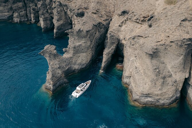 The Fastest Private Motor Yacht in Santorini - All Inclusive Tour - Oia cliffs and Thirassia island: swimming and a real sea tavern meal